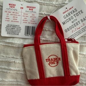 Trader Joe's Red and White Canvas Micro Tote
